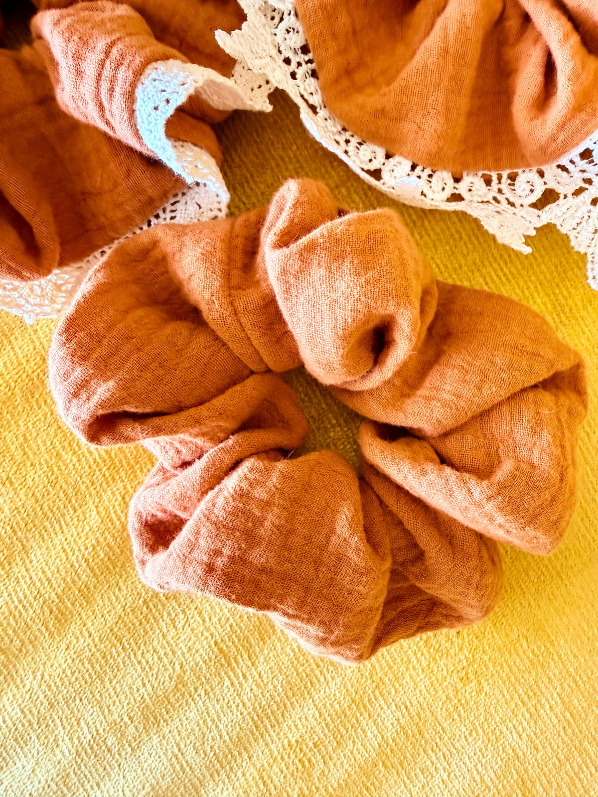 Muslin fabric Hair Scrunchies