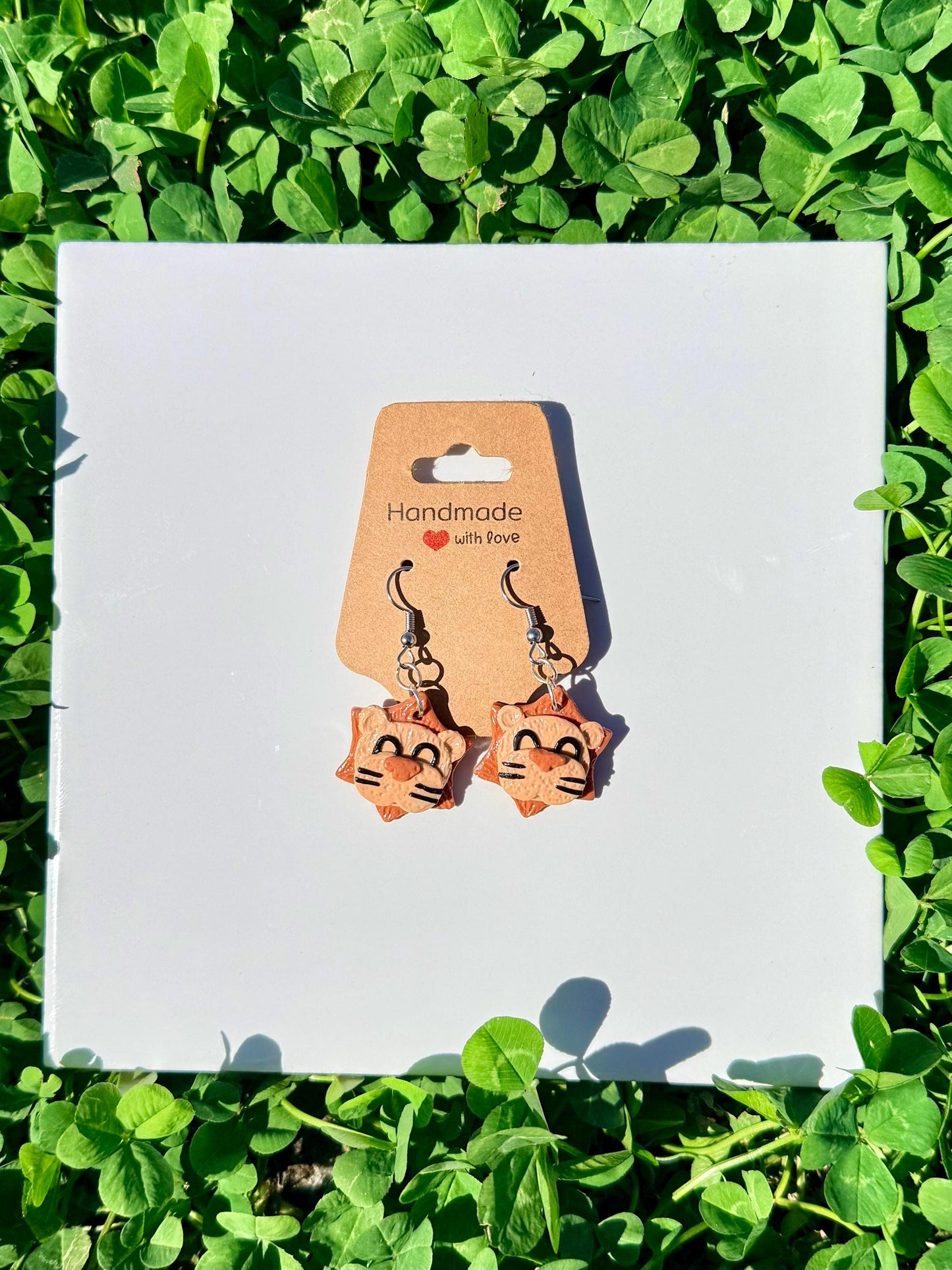 Handmade happy Lion polymer earrings